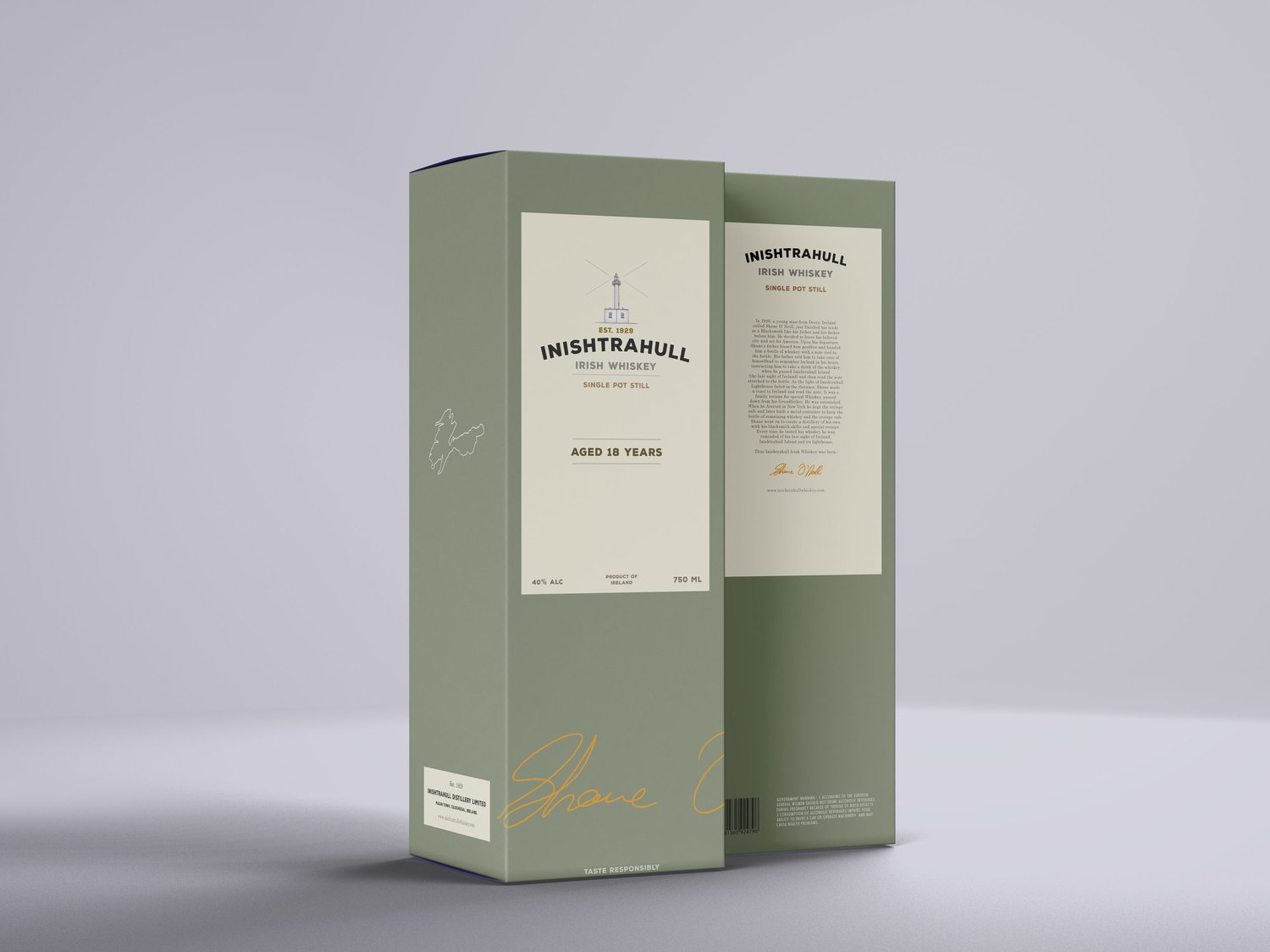 Inishtrahull Irish Whiskey packaging